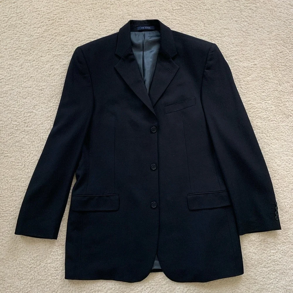 Ted Baker London Black Wool Blazer Suit Jacket 42L